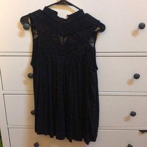 Anthro Black mock neck tank